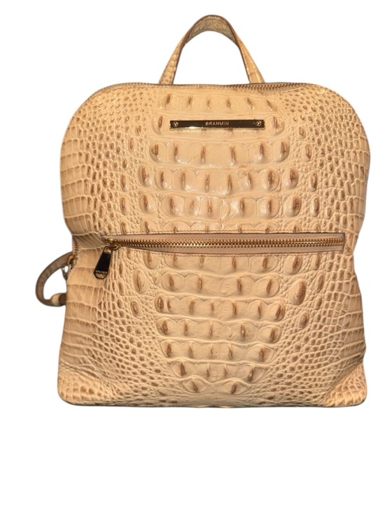 Brahmin Handbags - Brahmin Cream Croc-Embossed Leather Backpack with Gold Hardware